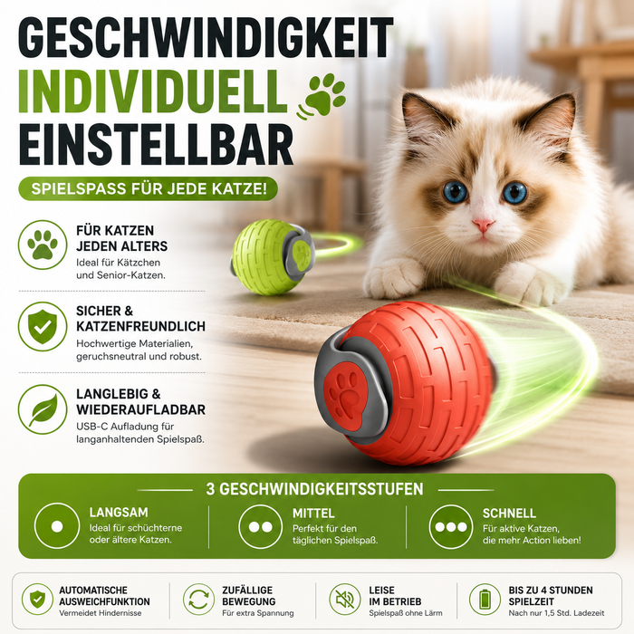 Interactive Electric Cat Ball - Automatic Rolling Toy for Cats & Kittens | USB Rechargeable, Silent & Bite-Resistant
