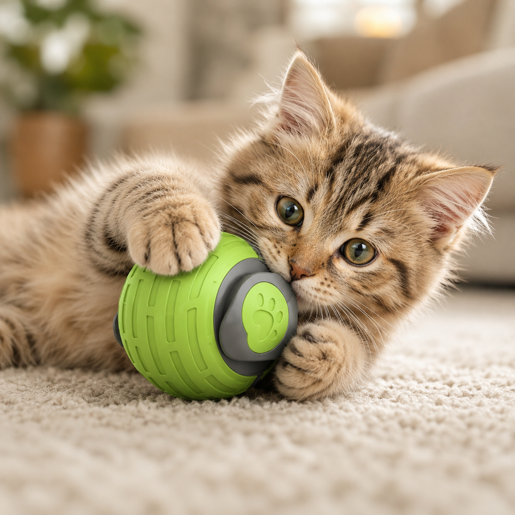 Interactive Electric Cat Ball - Automatic Rolling Toy for Cats & Kittens | USB Rechargeable, Silent & Bite-Resistant
