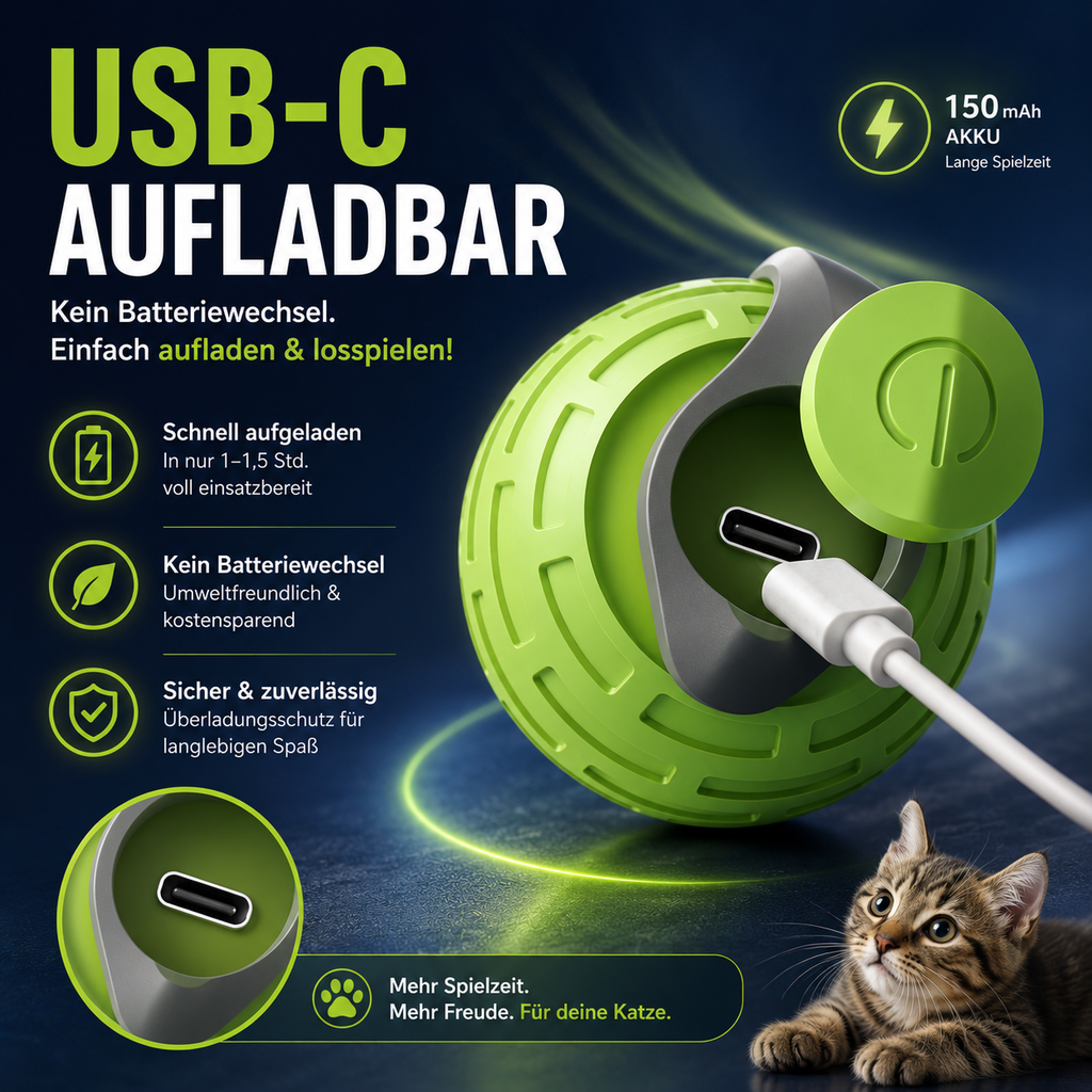 Interactive Electric Cat Ball - Automatic Rolling Toy for Cats & Kittens | USB Rechargeable, Silent & Bite-Resistant