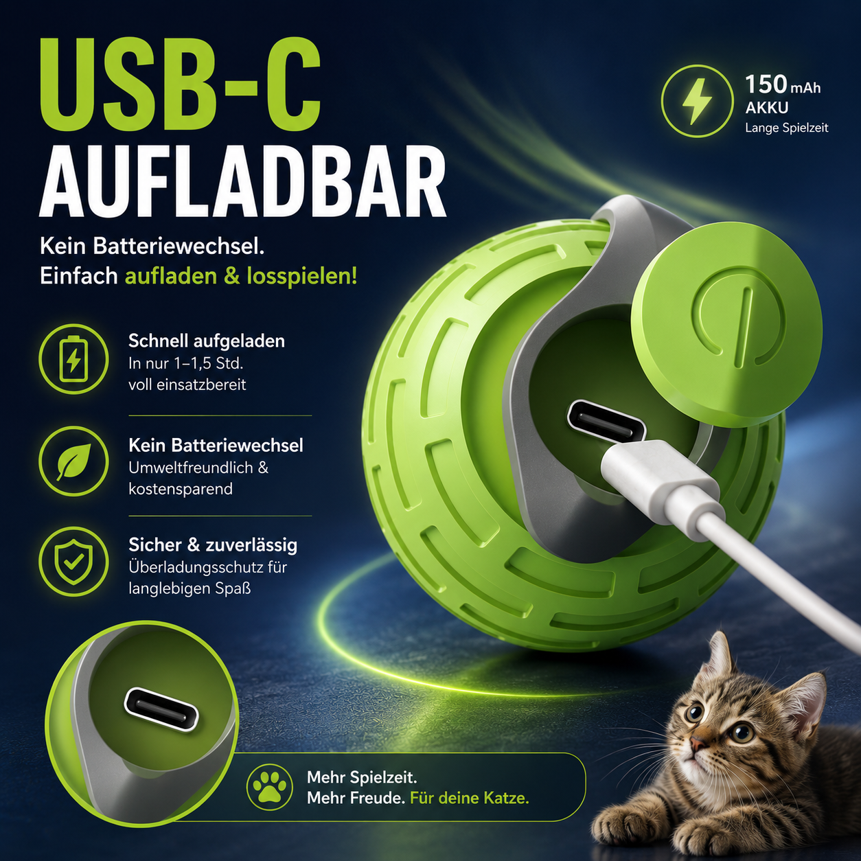 Interactive Electric Cat Ball - Automatic Rolling Toy for Cats & Kittens | USB Rechargeable, Silent & Bite-Resistant